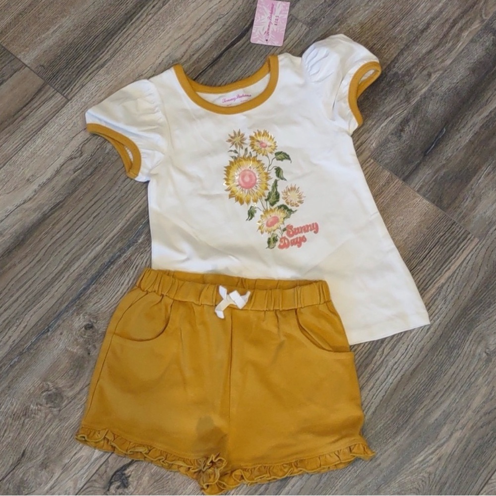 Tommy Bahama Sunny Days Sunflower Shirt And Shorts Set Size 5T NWT
